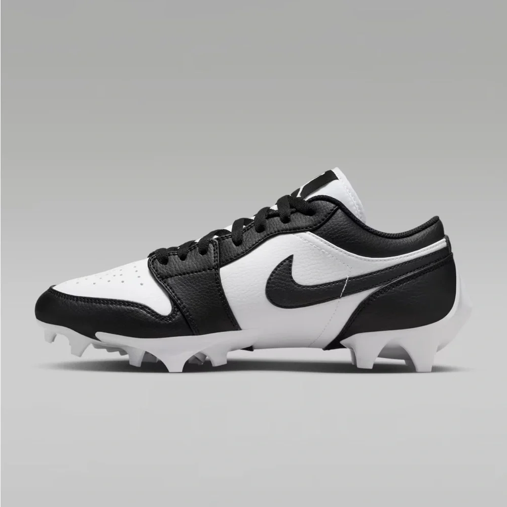 Nike Black & White Jordan 1 Low Football Cleats